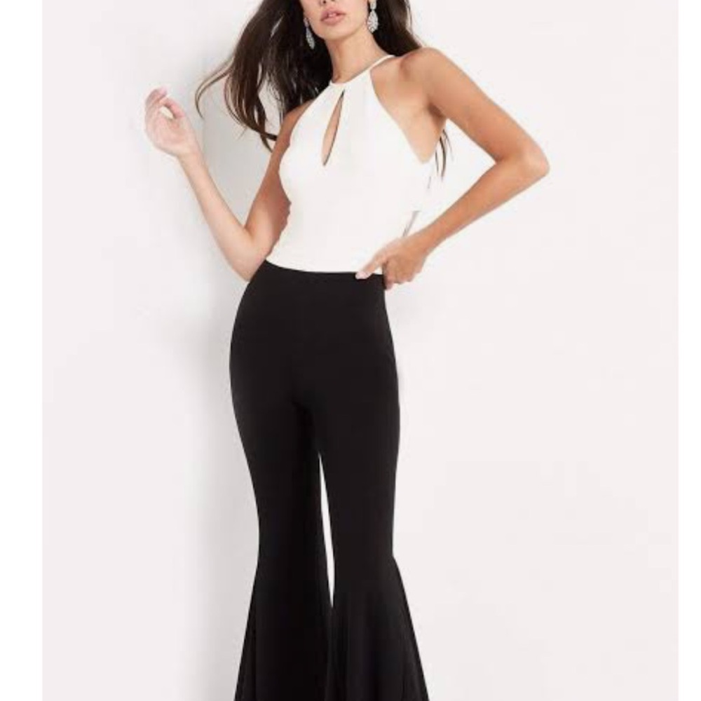 Jovani Lace bell bottom Elegant Black Jumpsuit
